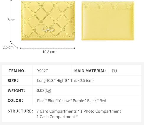 Cute Wallet Coquette Bow Small Wallet Tri-folded Aesthetic Bifold RFID Blocking Card Holder Leather Mini Short Coin Purse with ID Window for Women Girls Ladies -Pink in Saudi Arabia