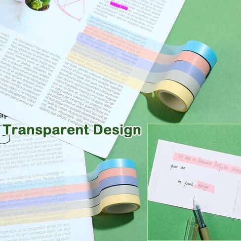 10 لفات من شريط التحديد، أشرطة ملونة شفافة، علامات لاصقة قابلة للإزالة للكتب التوضيحية، مقاسان in Kuwait