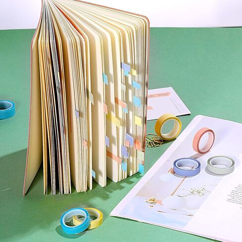 10 لفات من شريط التحديد، أشرطة ملونة شفافة، علامات لاصقة قابلة للإزالة للكتب التوضيحية، مقاسان in Kuwait