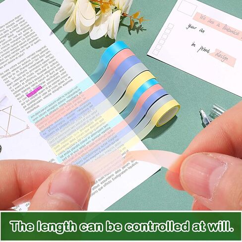 10 لفات من شريط التحديد، أشرطة ملونة شفافة، علامات لاصقة قابلة للإزالة للكتب التوضيحية، مقاسان in Kuwait