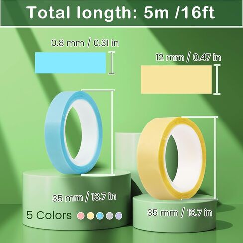 10 لفات من شريط التحديد، أشرطة ملونة شفافة، علامات لاصقة قابلة للإزالة للكتب التوضيحية، مقاسان in Kuwait
