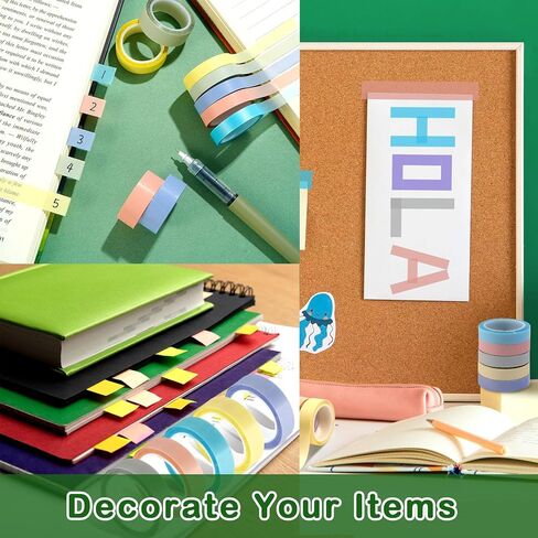 10 لفات من شريط التحديد، أشرطة ملونة شفافة، علامات لاصقة قابلة للإزالة للكتب التوضيحية، مقاسان in Kuwait