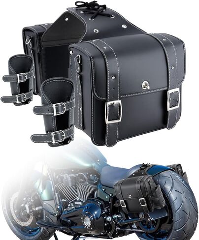 حقائب سرج للدراجات النارية، حقائب سرج مع حامل أكواب لـ Sportster Softail Dyna Road King (زوج واحد) in Kuwait