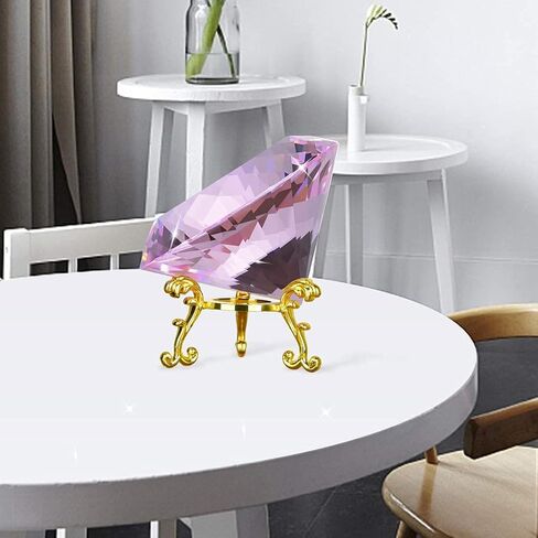 LONGWIN 80mm(3.1 inch) Crystal Diamond Paperweight Jewels Backgrand for Nail Pictures Wedding Decorations Home Decor with Gold Metal Base (Clear) in Saudi Arabia