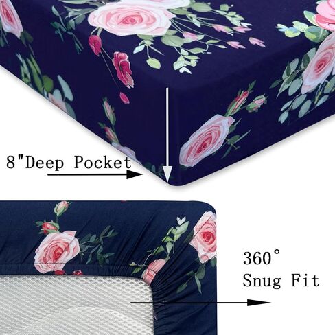 AMROSE 3 Pack Heavenly Soft Crib Sheets for Baby Girls, 28'' X 52'' Fitted Sheets for Crib and Toddler Mattress Pad, Silk Touch Gentle Breathable Microfiber, Floral & Butterfly in Saudi Arabia