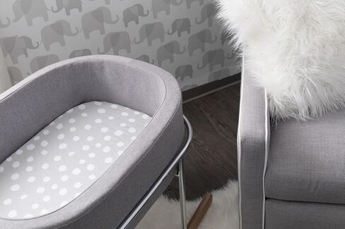 Bassinet Sheet Set 2 Pack - Baby Bassinet Sheets with 100% Jersey Cotton - Bassinet Sheets for Baby Girl and Boy, Newborn Essentials (Grey Chevron and Polka Dot) in Saudi Arabia