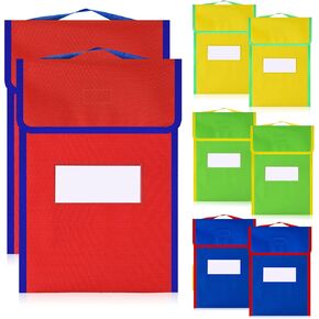 Large Book Pouches Book Bags for Classroom Bulk Book Bags with Clear Name Tag Pocket Colorful Student Book Protector Pouch Chair Pockets for Kid Classroom Homework Gift (16 Pcs)
