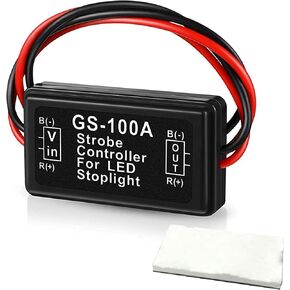 Brake Light Flash Strobe Controller Flasher Module Auto Car LED Flash Module for Motorcycles Cars Trucks Brake Lights Tail Stop Lights GS-100C 12-24V (Pack of 2)