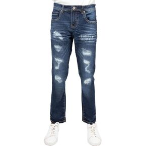 RAW X Boys Denim Jeans, Big Boy & Little Kids Stretch Slim Fit Pants, Distressed Ripped Biker Jeans for Boys