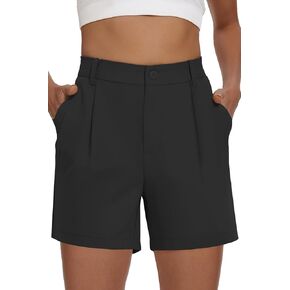 SMENG Women's Shorts Casual High Waisted Elastic Pleated 2024 Trendy Summer Shorts with Pockets