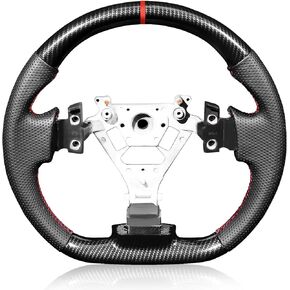 steering wheel, Hydro-Dip Carbon Fiber D-shaped Flat-bottom Steering Wheel Preforated Leather Grip Fit for Nissan 350Z 2002-2008 in Kuwait