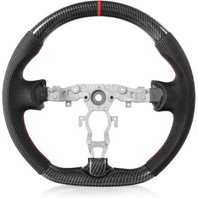 Steering Wheel，Hydro-Dip Carbon Fiber Steering Wheel Upgrade D-shaped Flat-bottom Perforated Leather for Infiniti G37 2008-2015 in Kuwait