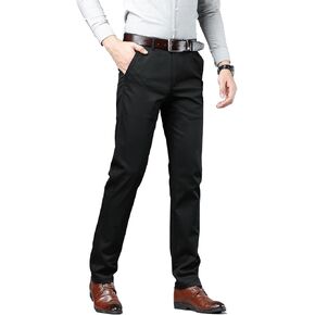 DAVID.ANN Men's Flat Front Dress Pant Stretch Business Casual Trousers