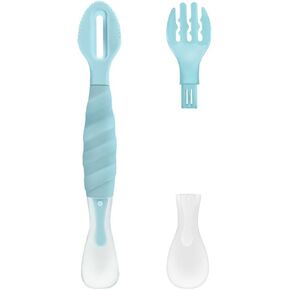 Double Head Baby Silicone Food Spoon ((Aqua Blue)), Baby Fruit Scraping Mud Spoon, Feeding Spoons Training Spoon for Infants, baby led weaning supplies (Aqua Blue)