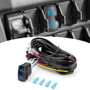 Wsays 12V Plug & Play Rear Lights On/Off Switch 2 Lead Wiring Harness Kit Compatible with 2018-2024 Polaris RZR/Ranger/General