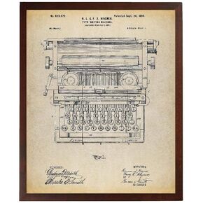 Typewriter Patent Poster Art Print Typewriter Print Home Office Decor Antique Typewriter Living Room Wall Art TNP145