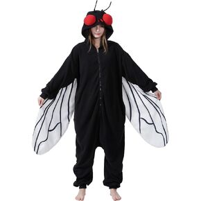 Adult Black Fly Costume Onesie Fly Bug Pajamas Halloween Costumes Anime Cosplay pajamas for Men Women