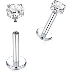 18G 16G Titanium Flat Back Nose Studs Ring Labret Lip Monroe Medusa Piercing Jewelry Tragus Piercing Jewelry
