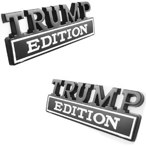 2 Pack Trump Edition Car Emblem, 3D Metal Badge Fit for Universal Vehicle Truck SUV Side Rear Decal Front Sticker Hood Trunk Door (Black/Red)