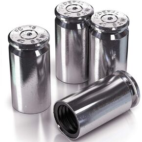Real .40 Caliber Casing Valve Stem Tire Cap - Once-Fired Bullet Tactical Style Tire Caps - Unique Accessories for Cars, SUVs, Truck, Motorcycle - Set of 4 - Lifetime Guarentee