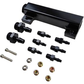 6 Port Vacuum Block Intake Manifold Kit Intake Fuel Wastegate Turbo Boost | Fit for Boost Controllers and Meters for Racing | Turbo Boost Block 1/8NPT Universal