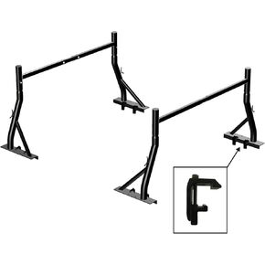 TMS Non-drilling 850 LB Low Profile Extendable Steel PickUp Truck Sport Bar Ladder Rack Lumber Utility Two Bar Set with Mounting Clamps(Patent Pending) (24'')