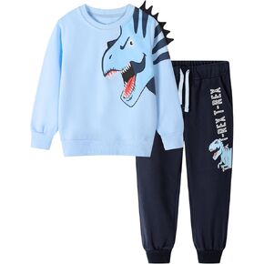 HILEELANG Toddler Boy Pants Set Sweatshirt Joggers Sweatsuit Winter Playwear Outfits Clothing Sets 2pc