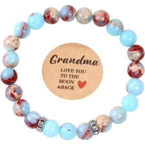 Moonstone bracelet Friendship bracelet beads Sister bracelet|Gifts for Mom Sister Aunt Grandma Gemstone Beaded Bracelet for women teen girls Birthday Jewelry Presents