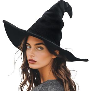 Witch Hat, 18IN Large Witches Hat for Witch Costume, Funny Wizard Hat for Adults and Teens Novelty Cosplay Accessories for Halloween Costume Party Christmas Masquerade Carnivals