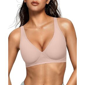 OEAK Womens Deep V Bras Comfortable Bras Support Push Up Bralettes Low Cut no Underwire Bras Plunge Seamless Tshirts Bras