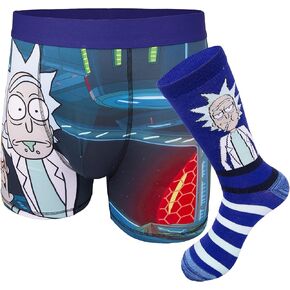 Boxer Set Mens Sock and Underwear Combo Set - Rick & Morty Adult Boxers and Socks Set