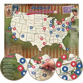 Map Your Travels Ballpark Travel Quest Poster Set | Laminated and Includes Stickers | 17"x28" | Made in the USA