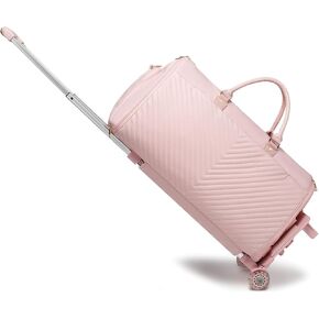 Rolling Garment Bags Rolling Duffle Bag with Wheels Pink Detachable Handle