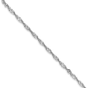 The Black Bow 1.7mm, 14k White Gold, Singapore Chain Necklace