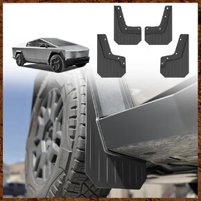 Rally Style Mud Flaps Compatible with Tesla Cybertruck 2023 2024 Mudguard Splash Guards Fender Protection Front & Rear 4pcs Set TPE Material All Weather No Drilling Exterior Accessories