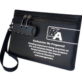 Small Fireproof Bagwith Lock,KaAutoler Fireproof, Waterproof Money Bag, with Zipper Fireproof Safe Box Money Pouch Envelope Container for Cash, for Keys, Cash, Jewelry and Other Valuables
