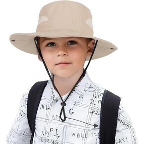 Boys Girls-Sun Hat for UPF 50+ -Mesh-Wide Brim-Summer-Fishing Hat-Breathable-Kids-Bucket Hat-Outdoor Boonie Hat for 5-9 Years