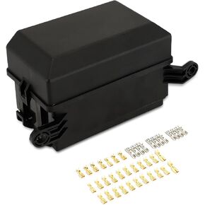 Pack-1 Car Relay Fuse Box Set, Waterproof and Dustproof Relay Box with Terminals, 6 Slot ATC/ATO Fuse Box Relay Block, Universal for Cars Multifunctional Modification Accessories (Black)