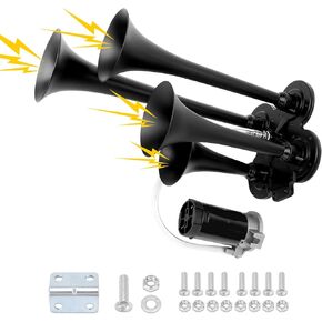 Train Air Horn Kit 12V 185DB for Truck Car 4 Speakers Super Loud Air Horn with Compressor Compatible with Jeep SUV Pickup Train Motorhome and Other Vehicles