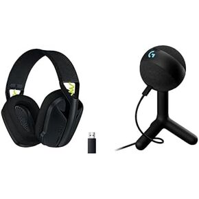 Logitech G435 LIGHTSPEED Wireless Bluetooth Gaming Headset - Lightweight, built-in mics, 18h battery, compatible with Dolby Atmos, PC, PS4, PS5, Nintendo Switch, Mobile - Black