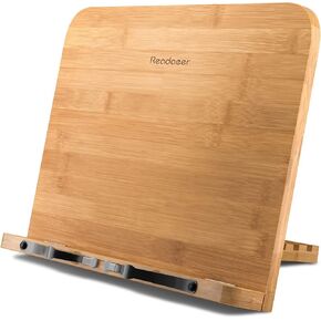 حامل كتب الطبخ من ريداير للمطبخ، حامل كتب من الخيزران قابل للطي للقراءة مع 6 ارتفاعات قابلة للتعديل (13 × 9.4 بوصة) in Kuwait