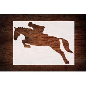 Reusable Horse Jumping Stencil 11" x 8.5" - Custom Equestrian Design for Dynamic Crafts