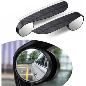2 PCS Car Blind Spot Mirror, 2-in-1 Rearview Mirror Rain Eyebrow, Side Mirror Protection Shield, Self-adhesive Auxiliary Mirror, Universal for Most Car Models (Carbon Fiber Black)