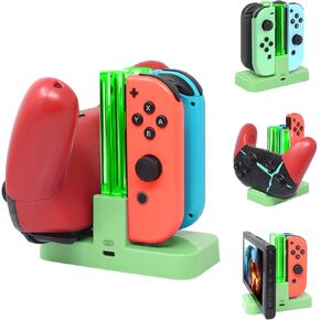 Controller Charger Compatible with Nintendo Switch & OLED Model for Joycon, Charging Dock Station for Joy con and for Pro Controller with Charger Indicator and Type C Charging Cable
