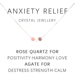 tenghong2021 Stress Relief Healing Chakra Amethyst Necklace Natural Stone Beaded Yoga Jewelry for Women Men Inspirational Anxiety Calm String Necklace Protection Birthday Gifts With Blessing Card