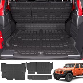 powoq Cargo Mat Compatible with 2018-2024 Jeep Wrangler JL Unlimited 4 Door Backrest Mat Trunk Mat TPE Replacement for 18-24 Jeep Wrangler JL 4X4 Accessories (Fit 18-24 JL 4X4,Trunk Mat+Backrest Mat)