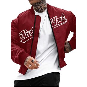 SOLY HUX Men's Varsity Jacket Zip Up Letter Graphic Long Sleeve Bomber Baseball Jackets