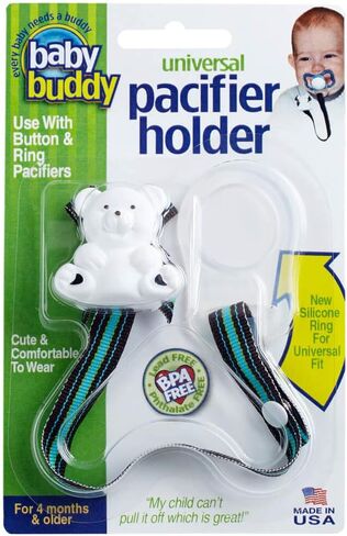 Baby Buddy Pacifier Clip Holder, Newborn Essential with Universal Fit for all Binky and Teether Brands, Ages 4+ Months, Multicolor, 1 Pack in Saudi Arabia