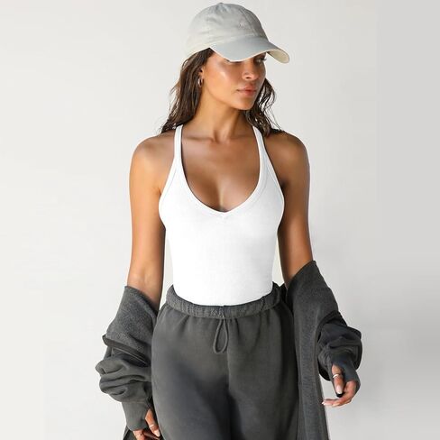 Workout Tops for Women Casual V Neck Sexy Racerback Summer Tank Yoga Gym Slim Fit Ribbed Sleeveless Shirts in Saudi Arabia