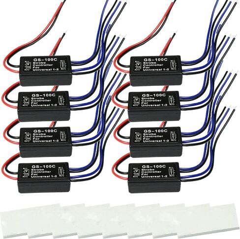 ضوء الفرامل فلاش ستروب وحدة التحكم المتعري وحدة السيارات السيارات LED فلاش وحدة للدراجات النارية السيارات الشاحنات أضواء الفرامل الذيل أضواء التوقف GS-100C 12-24 فولت (حزمة من 2) in Saudi Arabia